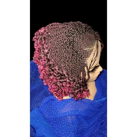Braided Wig Handmade Micro Millions Braids, Short Kinky Twists, NWT, Ombre - Picture 11 of 15